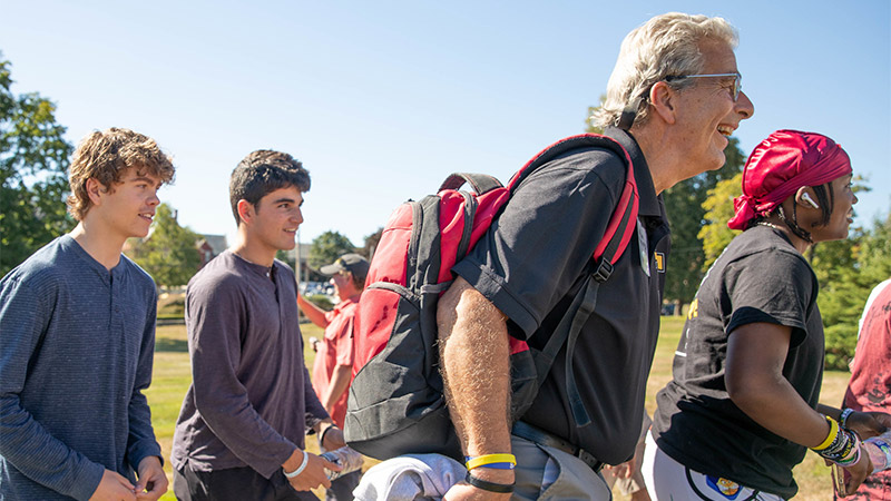 Outdoor photo of students and instructor